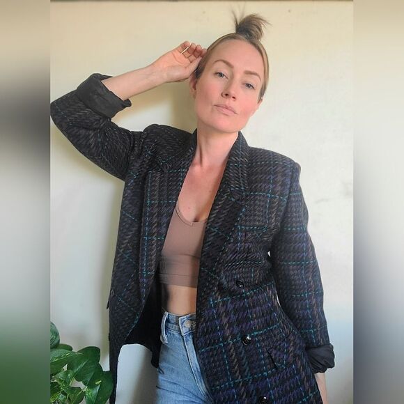 The Coco Vintage 80s Double Breasted Wool Blazer M - Picture 10 of 12